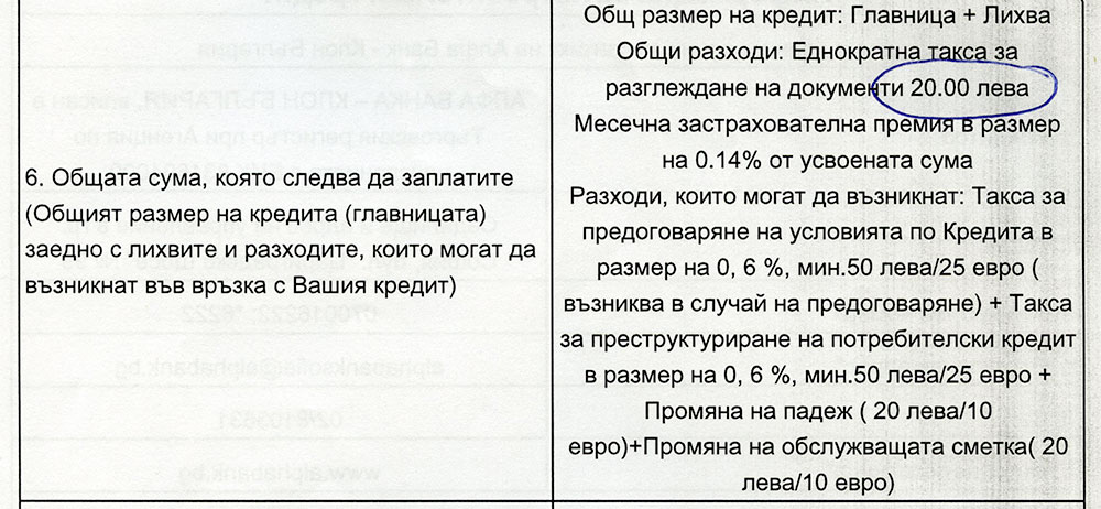 Стандартен европейски формуляр за кредит - обща сума за изплащане
